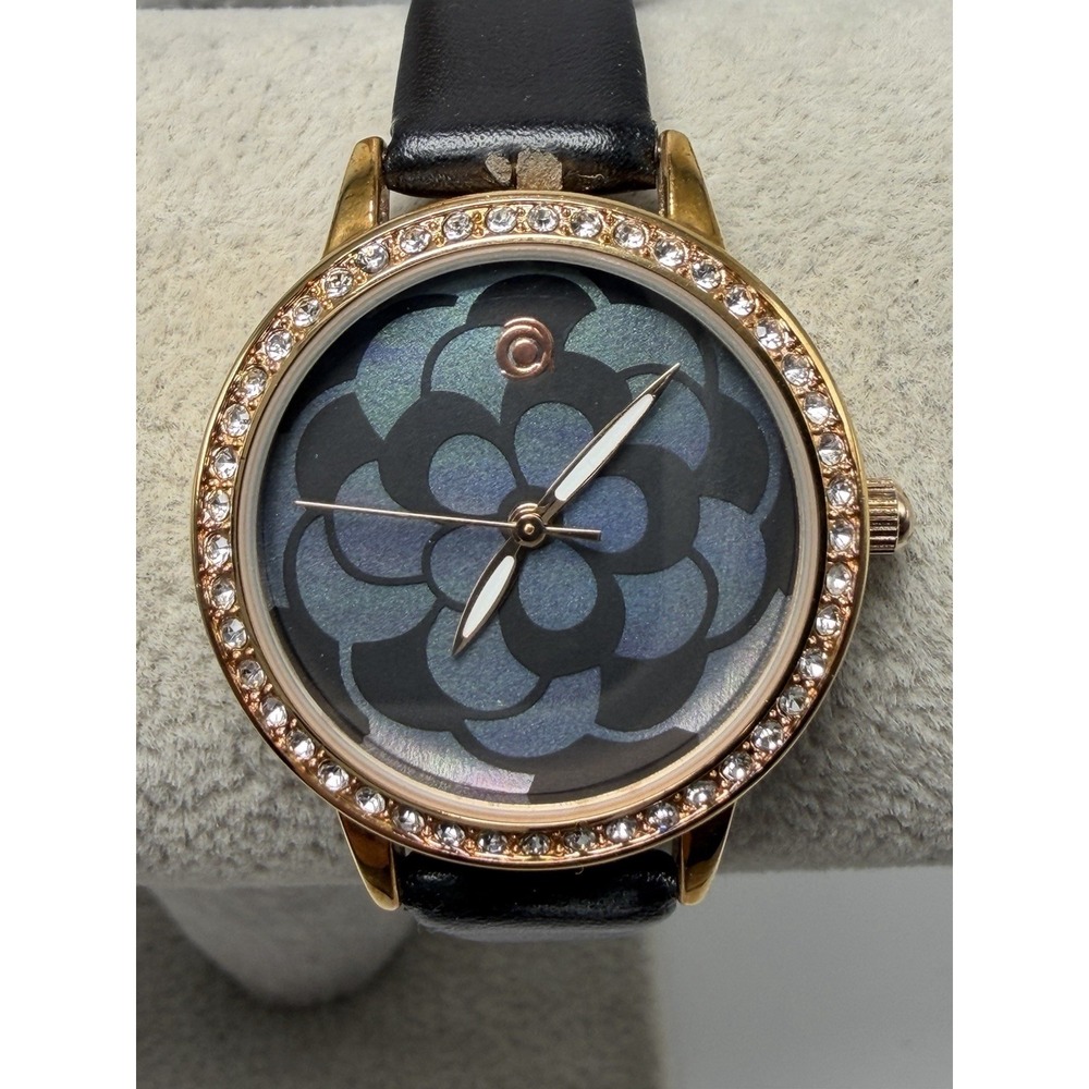 Magnicor Ladies Floral Watch New Battery 29MM 7" Faux Leather Band